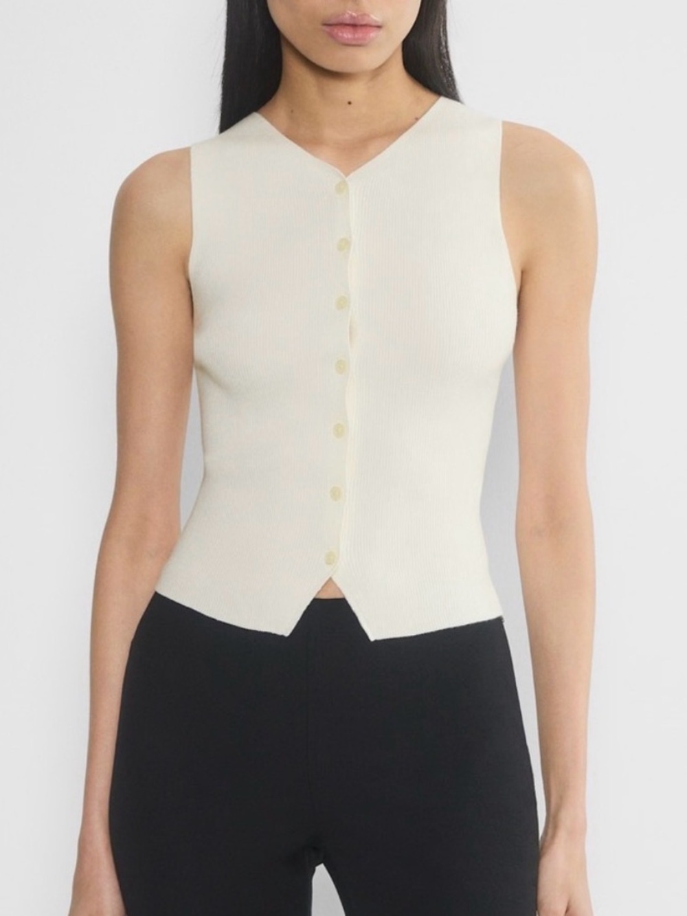 Aritzia Wilfred Croquet Sweater Vest Cream White XS